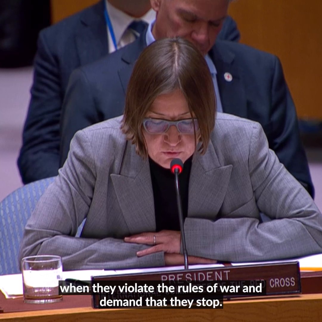 "Where is the political courage to stop the killing? ... There are no excuses for double standards", Mirjana Spoljaric, ICRC President, at the UN Security Council in New York 👇🏽