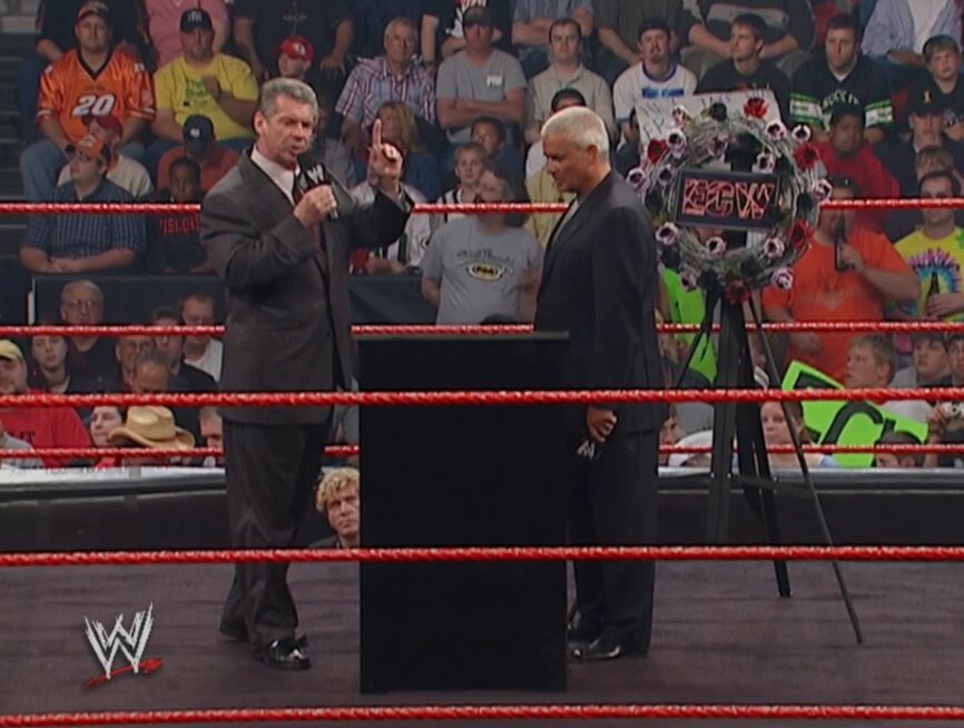 #OnThisDayInWWE 20 years ago on #WWERaw: A historic moment: Vince McMahon, Eric Bischoff and a returning Paul Heyman in the same ring, for the first time