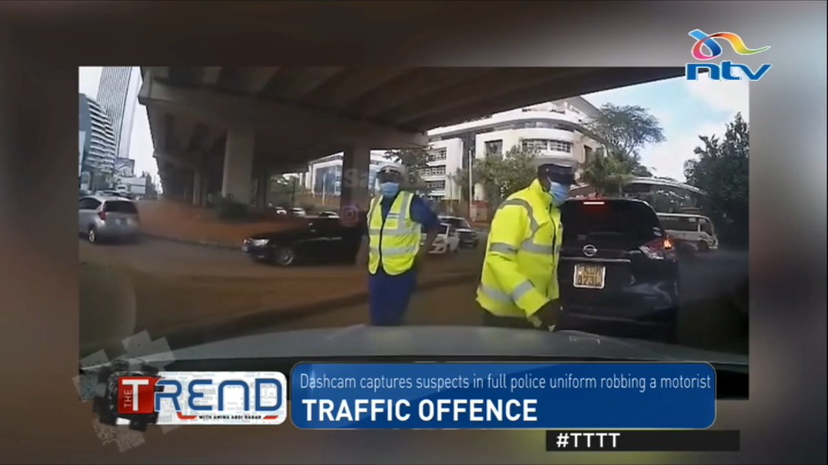 Dashcam captures suspects in full police uniform robbing a motorist on Waiyaki Way after bank withdrawal #TTTT