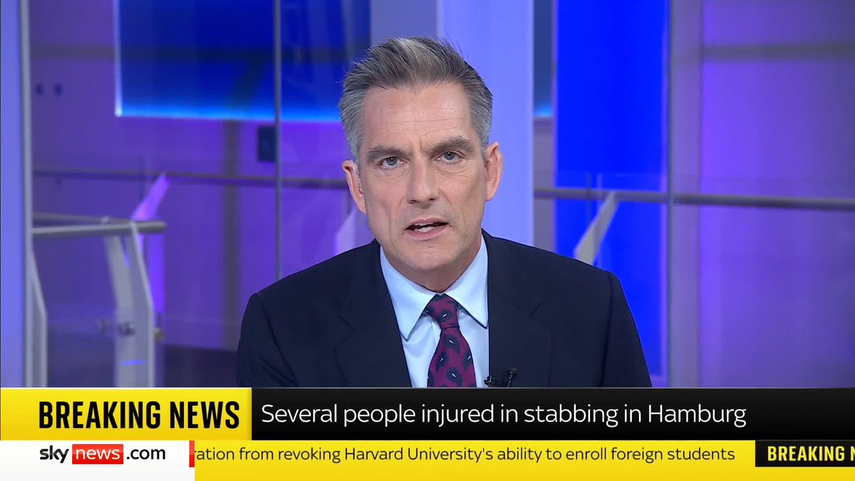 BREAKING: At least 12 people have been injured in a knife attack in Hamburg Station in Germany. Three are said to be in critical condition. Local police confirmed they have arrested the suspected attacker. 🔗 📺 Sky 501 YouTube