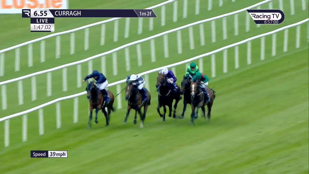 Following a lengthy stewards' inquiry, 𝐓𝐡𝐫𝐢𝐜𝐞 was announced the winner of the Group Three Gallinule Stakes at the Curragh. Reyenzi was first past the post but demoted into third place.
