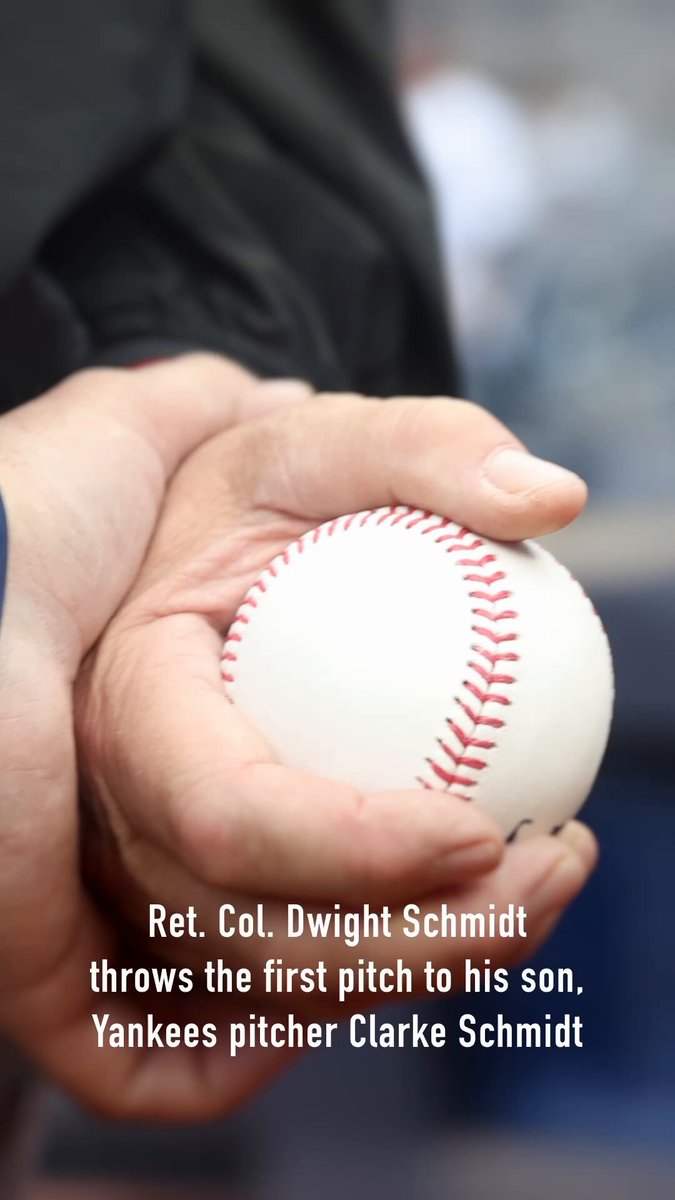 Yesterday, U.S. Marine Col. Dwight Schmidt, a retired FA-18 Hornet pilot, surprised his son, Clarke Schmidt, a starting pitcher for the New York New York Yankees, by throwing out the ceremonial first pitch in honor of NY Fleet Week and the start of Memorial Day Weekend. #FleetWeekNYC