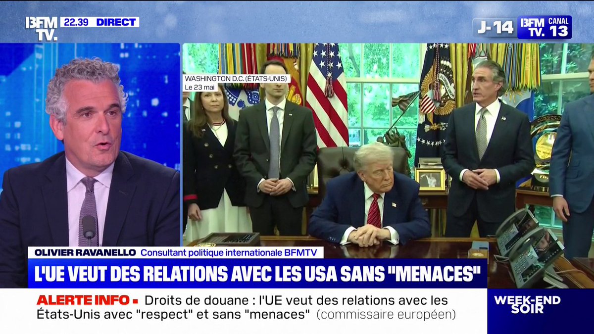 Droits de douane: l'Union européenne veut des relations avec les États-Unis dans le "respect" et sans "menaces"