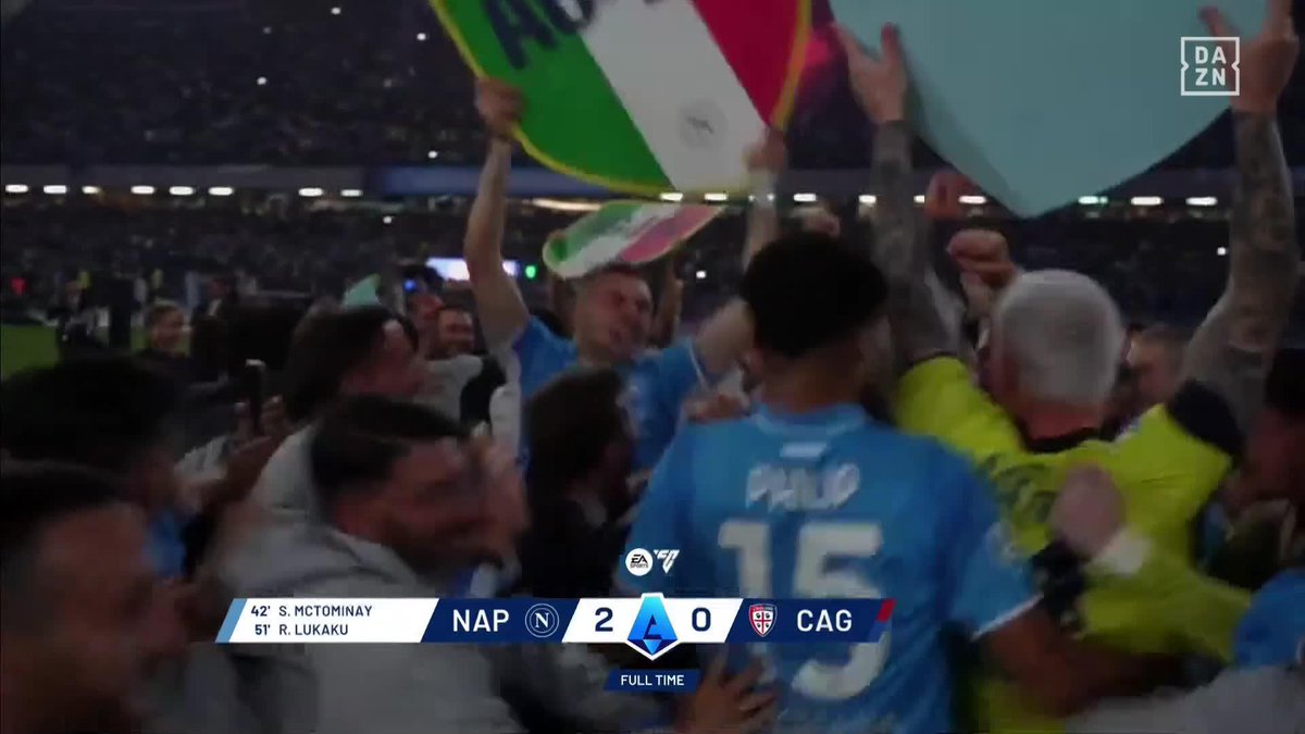 🇮🇹 優勝の瞬間 🎉 #ナポリ が待望の瞬間を迎える。 2シーズンぶり4度目の優勝を決め、選手・スタッフ、サポーターが歓喜する。 🎥：DAZN Japan