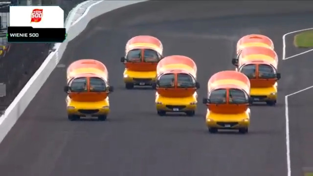Sped up the Wienie 500 to make it look like an actual car race with the photo finish and the key commentary at normal speed