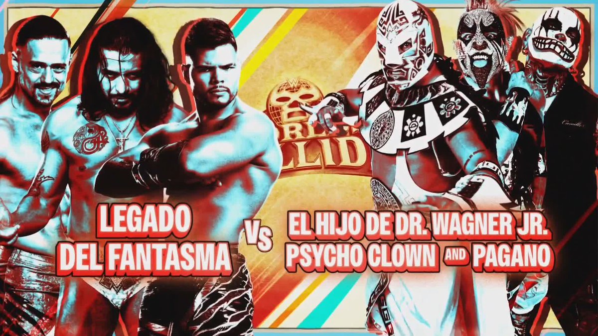 IT'S GOING DOWN! Legado del Fantasma will face Lucha Libre AAA Worldwide's Psycho Clown๐คก, Pagano, and Wagner3G at #WorldsCollide! ๐ #SmackDown