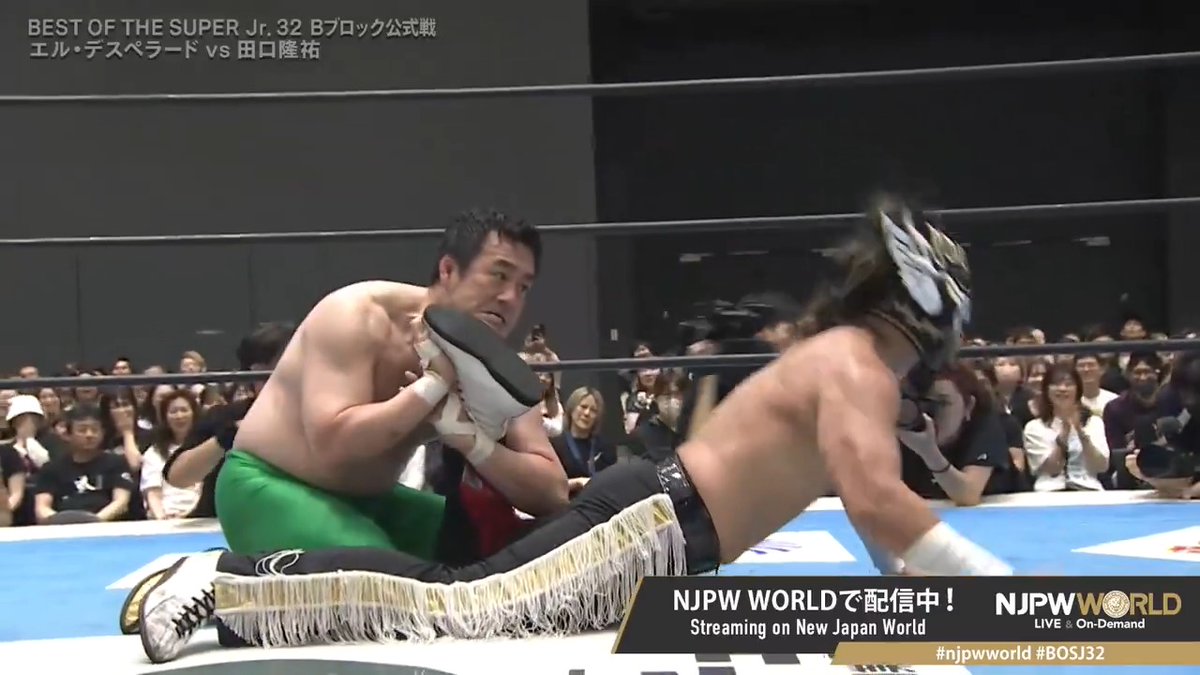 🏆BEST OF THE SUPER Jr.32🪶姫路大会‼️ #BOSJ32 Bブロック公式戦‼️ 昨日までの田口はどこへ⁉️ベテランの妙技で現ジュニア王者を追い込んでいく‼️ 🆚 EL DESPERADO × 田口隆祐(いわぬまPR大使) #njpwworld で配信中📡 視聴&登録⏩ #NJPW #njpwworld