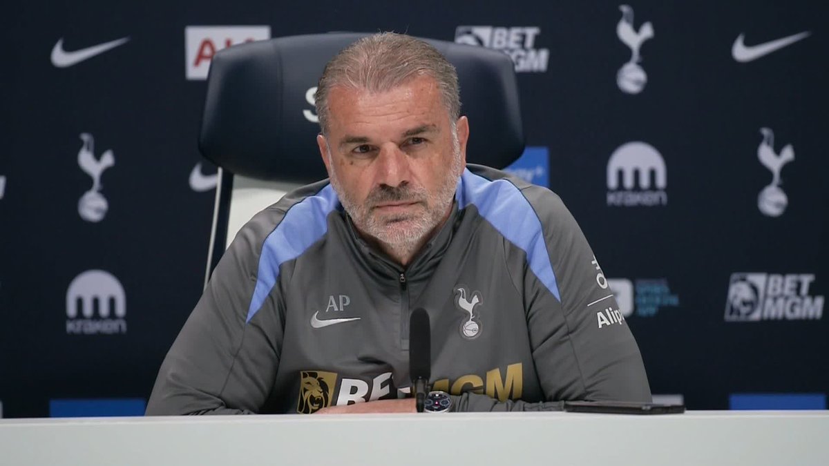 "Someone pointed out they sometimes kill off the main character" 😁 Ange Postecoglou jokingly reflects on his comments that TV shows have a better 'season three' and discusses if he has heard anything about his future at Spurs ⚪