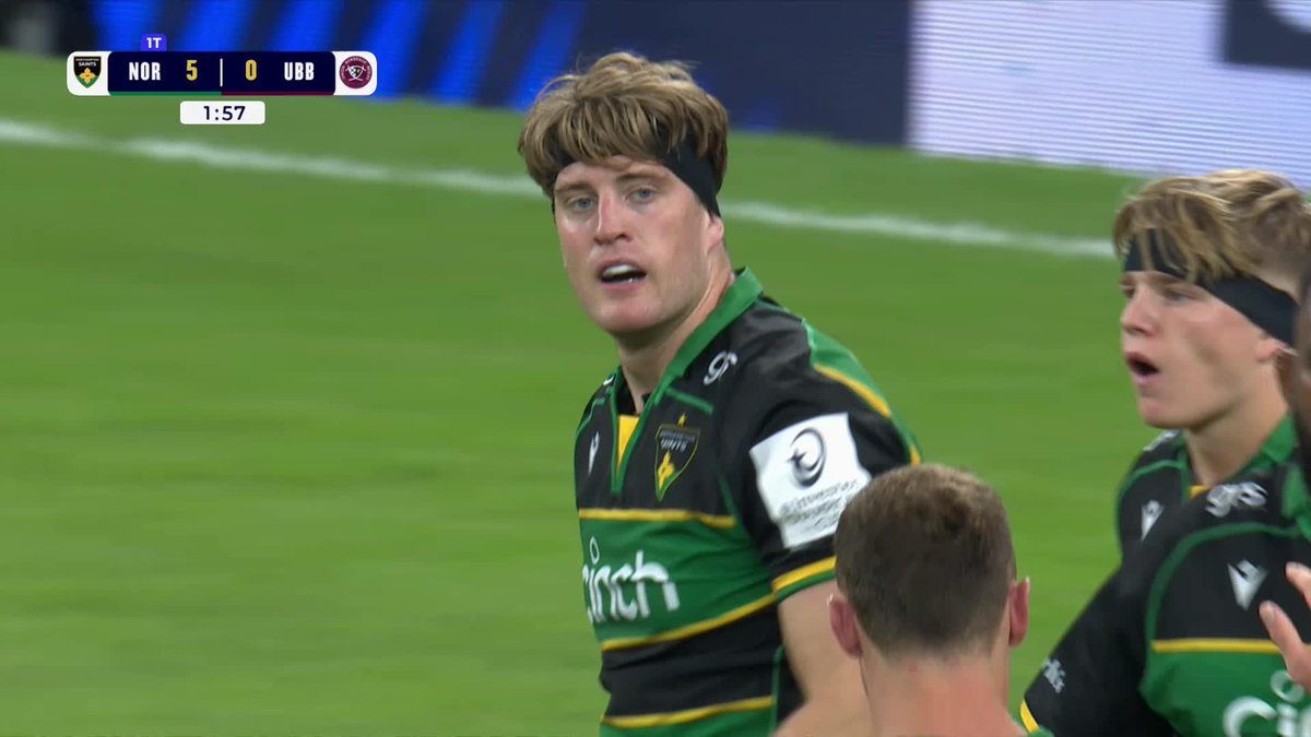 "It's an UNBELIEVABLE start!" 🎙️ Alex Coles goes over and Northampton Saints 😇 leave no doubt that they're ready to go from the start in this final 😇 #InvestecChampionsCup