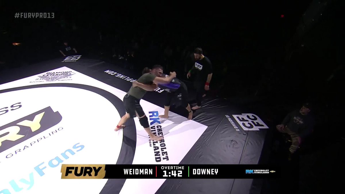 Pat Downey defeats former UFC champion Chris Weidman in sudden victory (Golden Score) OT in submission grappling at #FURYPro13.