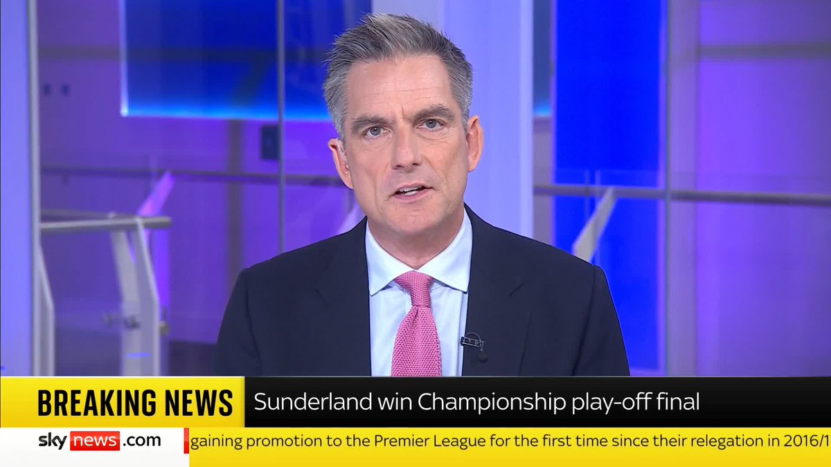 BREAKING: Sunderland have been promoted to the Premier League after beating Sheffield United 2-1 in the Championship play-off final. Sky's @JonathanSamuels reports. Latest: 📺 Sky 501, Virgin 602, Freeview 233 and YouTube