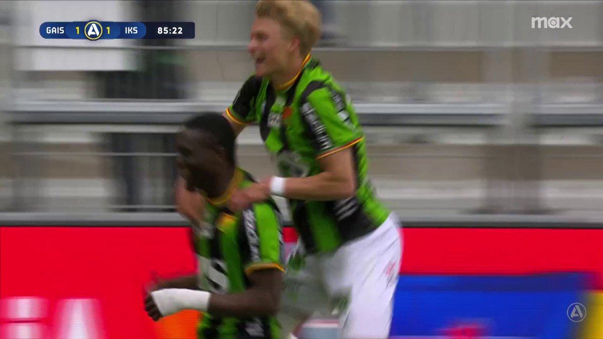 Ibrahim Diabate går upp i skytteligaledning när han stöter in GAIS vändning mot Sirius! 🟢⚫️ 📲 Se matchen på Max