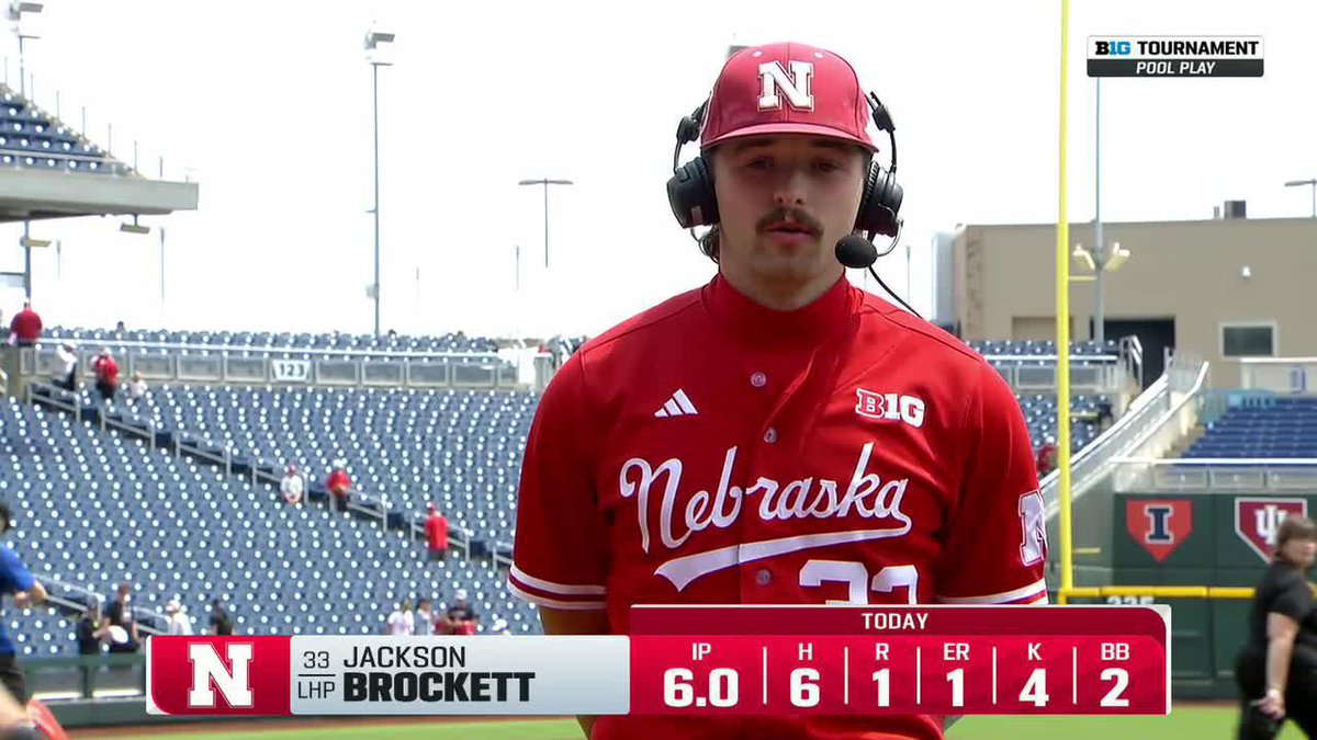 "We're just a resilient group." Hear from LHP Jackson Brockett after helping Nebraska Baseball secure a 7-3 win over Oregon and a spot in the #B1GBaseball semifinals 👇