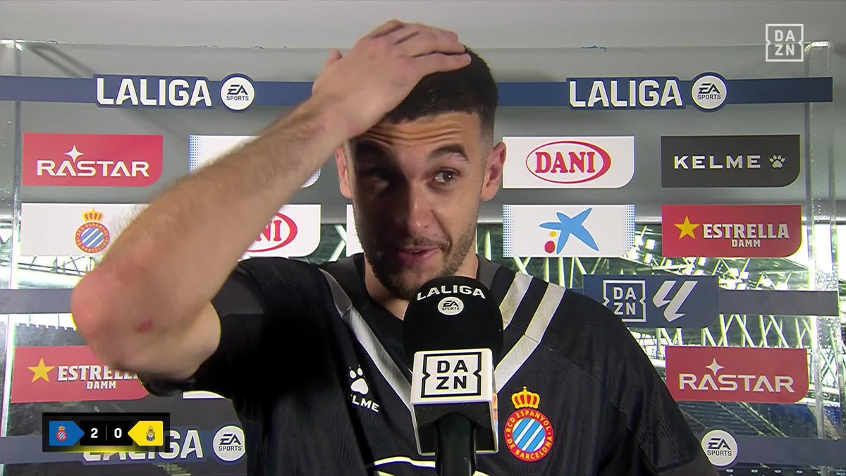 La emoción pura de alguien de la casa. Joan Garcia al borde de las lágrimas tras la celebración 🥺 Espanyolismo en vena del portero 🤍💙 #LALIGAenDAZN ⚽️