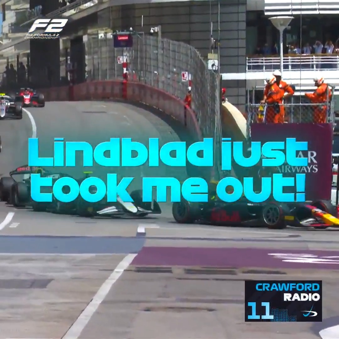 Contact at Mirabeau 💥 The incident that saw Arvid Lindblad get a 10-second post-race time penalty ➕⏱️ #F2 #MonacoGP