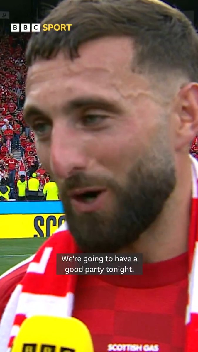 'It means everything!' ❤️ Graeme Shinnie after captaining Aberdeen to their first Scottish Cup in 35 years 🏆 #BBCFootball #ScottishCup