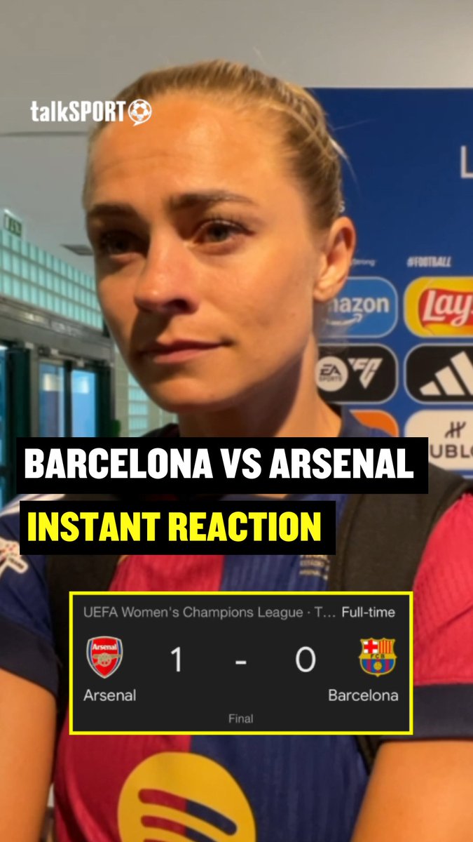 “We made it easy for them!” 😤 Barcelona’s Fridolina Rolfo reacted to defeat by Arsenal in the Champions League final with talkSPORT’s Angelina Kelly 🎤 #UWCL
