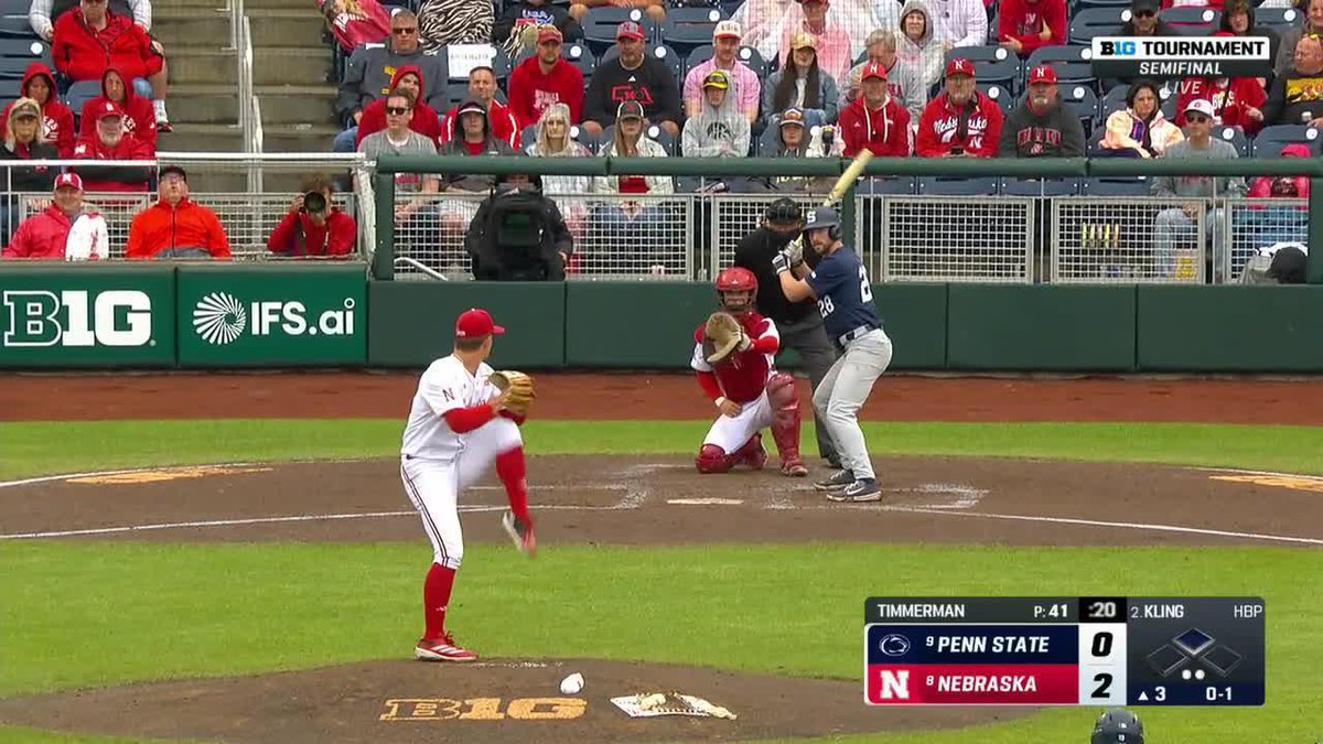 Kling rips a double to the left-center gap to bring in Cease! T3 | PSU 1, NEB 2 #WeAre