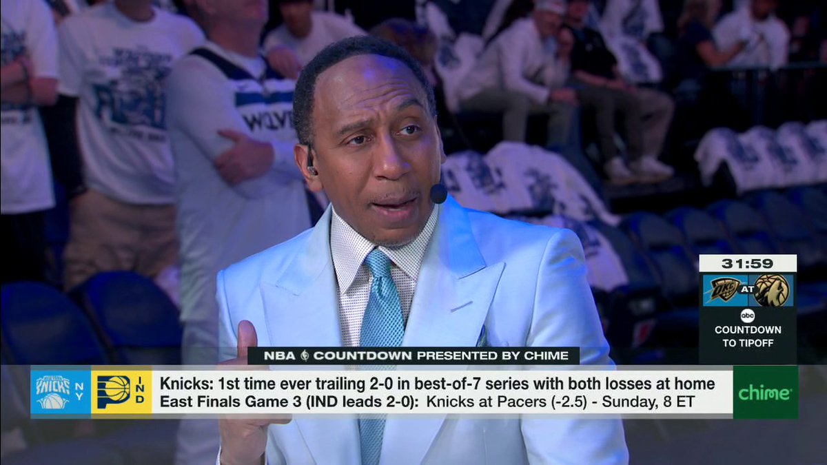 The Knicks going down 0-2 in the ECF has Stephen A Smith sick 😅