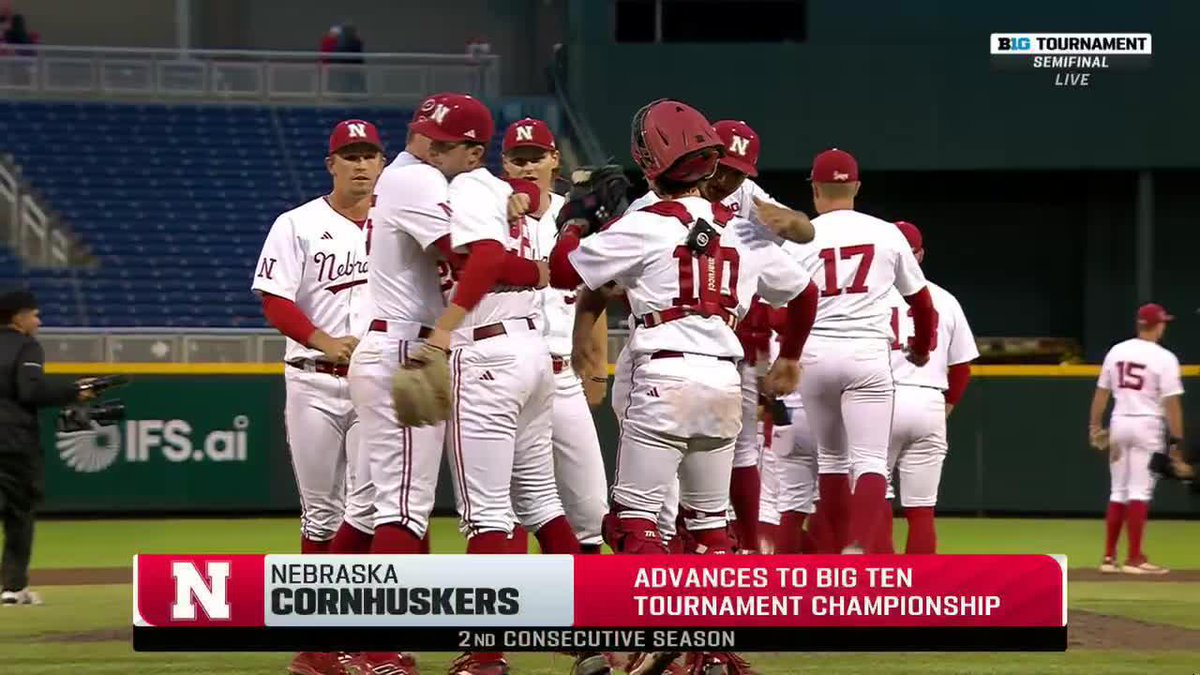 That'll do it for the Huskers ‼️ Nebraska Baseball is heading back to the #B1GBaseball tournament title game 🤩