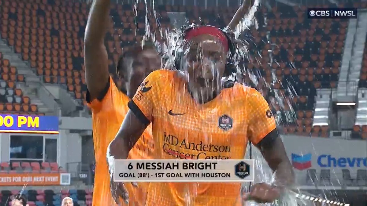 Messiah Bright was so hot after that goal, she had to be cooled off 😅