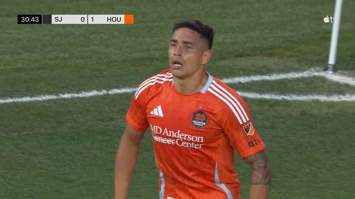 What a ball from Griffin Dorsey 👌 Great finish from Ezequiel Ponce 💥 Houston Dynamo FC strikes first in San Jose.