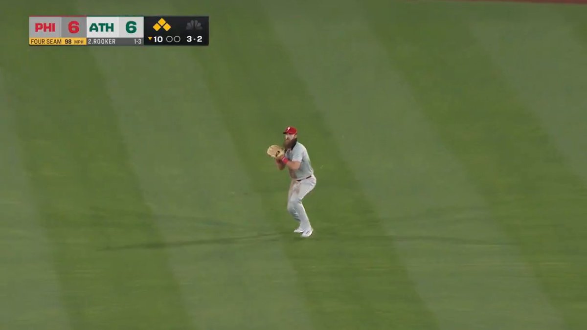 Brandon Marsh cuts down the runner at home to keep the game tied! 🤯