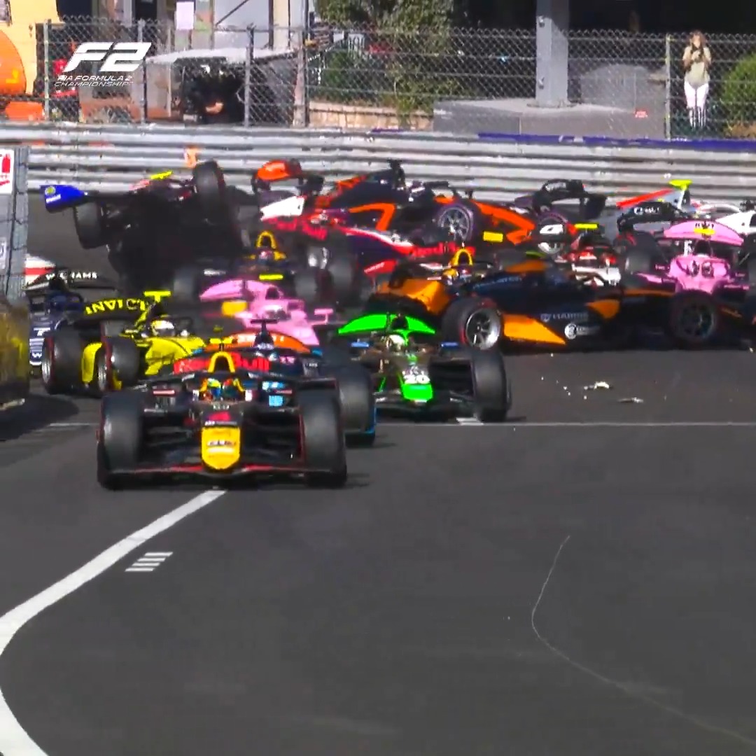 ALL the angles of Formula 2's turn one crash 💥🔍 #F2 #MonacoGP