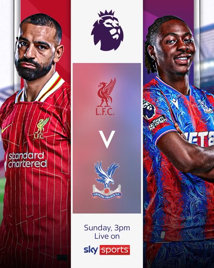 First up on Super Sunday, Liverpool take on Crystal Palace at Anfield, followed by the Premier League trophy lift! 📺🍿