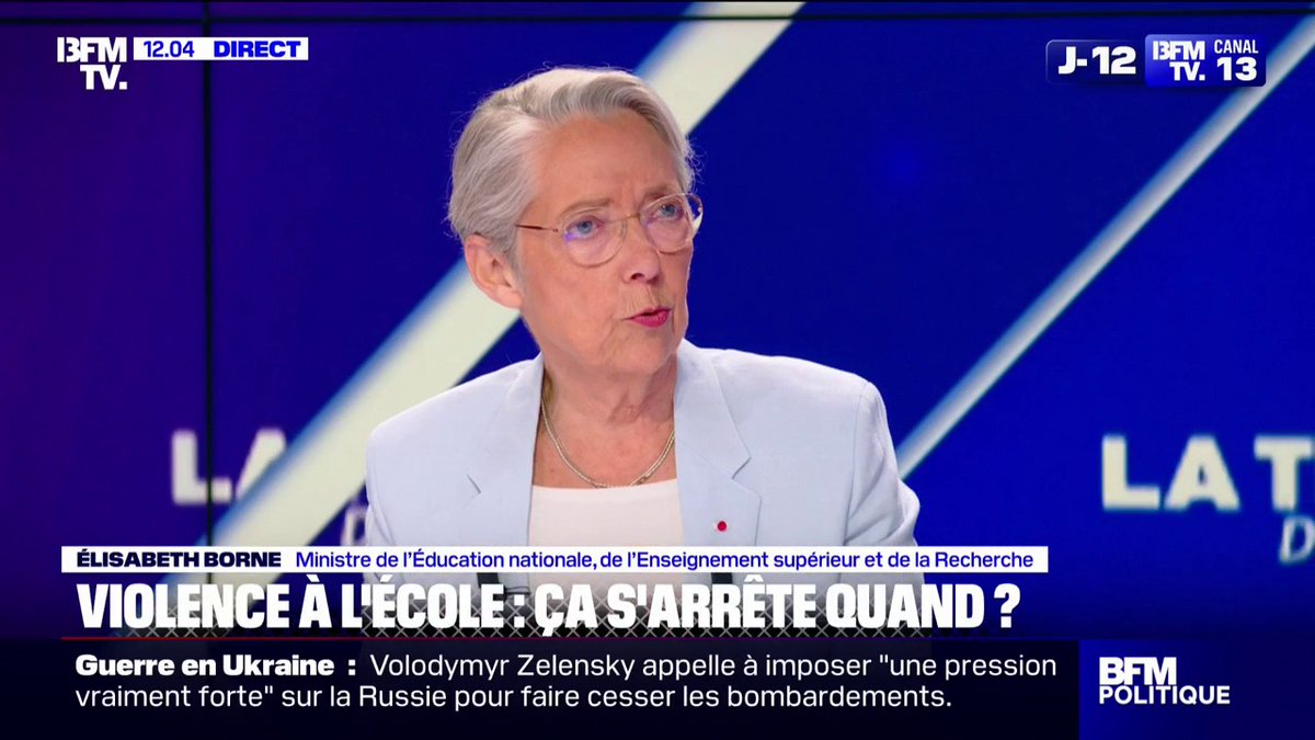 💬 "C'est d'une gravité extrême" Élisabeth Borne, ministre de l'Éducation, réagit à l'agression d'une professeure dans l'Essonne après le jet d'une porte du 4e étage par des élèves