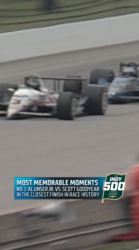 0.043 seconds. The closest finish in #Indy500 history. Most Memorable Moments from @BobPockrass: