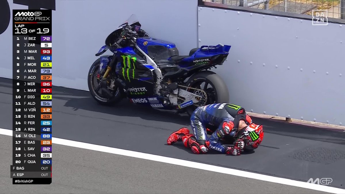 ESTO DUELE 🥺 Fabio Quartararo, llorando y destrozado después de abandonar #BritishGP 🇬🇧 Su última victoria fue en Sachsenring 2022 y hoy, que lo tenía en la mano, falló su Yamaha #MotoGP 🏁 Disfruta del Plan Motor por solo 9,99€. ¡OFERTA VÁLIDA HOY! 📎