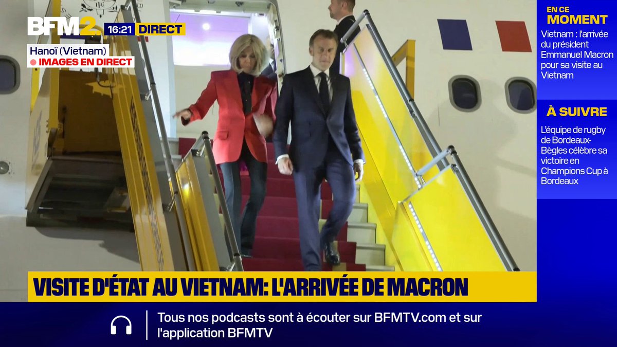 Emmanuel et Brigitte Macron sont arrivés au Vietnam pour le début d'une tournée en Asie du Sud-Est #BFM2