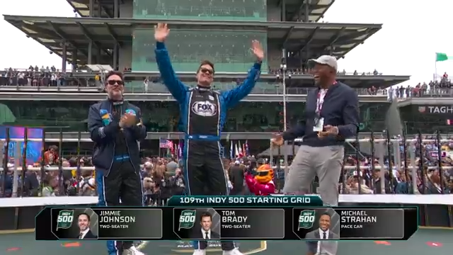 It's time for #Indy500 driver intros! Jimmie Johnson | Tom Brady | @MichaelStrahan