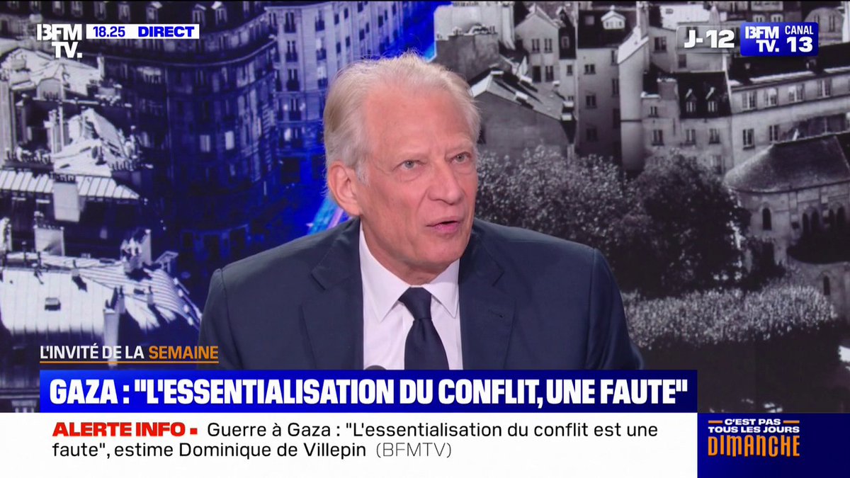 "Les partis politiques, d'une manière générale, depuis le 7-Octobre, n'ont pas été à la hauteur", estime Dominique de Villepin