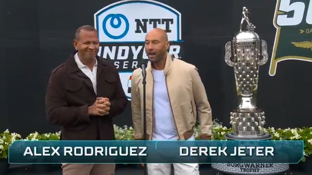 The moment we've all be waiting for. "Drivers, to your cars!" #Indy500 Alex Rodriguez | Derek Jeter