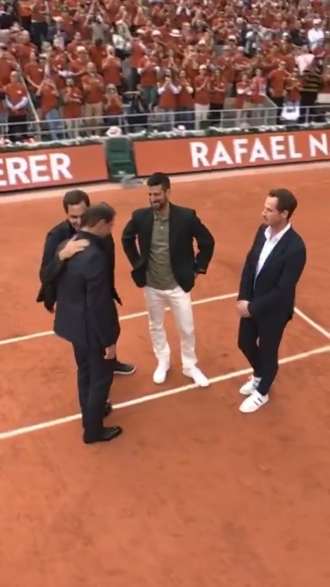 Roger Federer, Novak Djokovic y Andy Murray, infaltables en el homenaje a Rafael Nadal. 🥹❤️ #RolandGarros