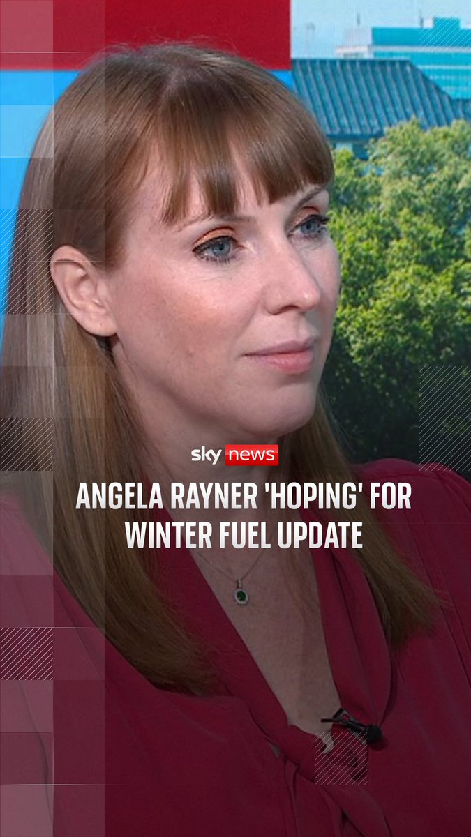 Deputy Prime Minister Angela Rayner has told Sky News she "hopes" there will be an update on changes to winter fuel payments within weeks. Keir Starmer confirmed Labour was looking to make changes to its controversial slashing of winter fuel payments to pensioners.