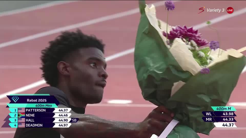 Jacory Patterson snatches the lead from Zakithi Nene in the Men's 400m ๐บ๐ธ๐ฟ๐ฆ ๐บ Stream #RabatDL on DStv: