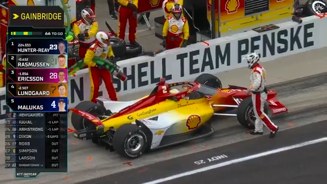 Disaster for Josef Newgarden as he has to return to pit lane. #Indy500 on FOX