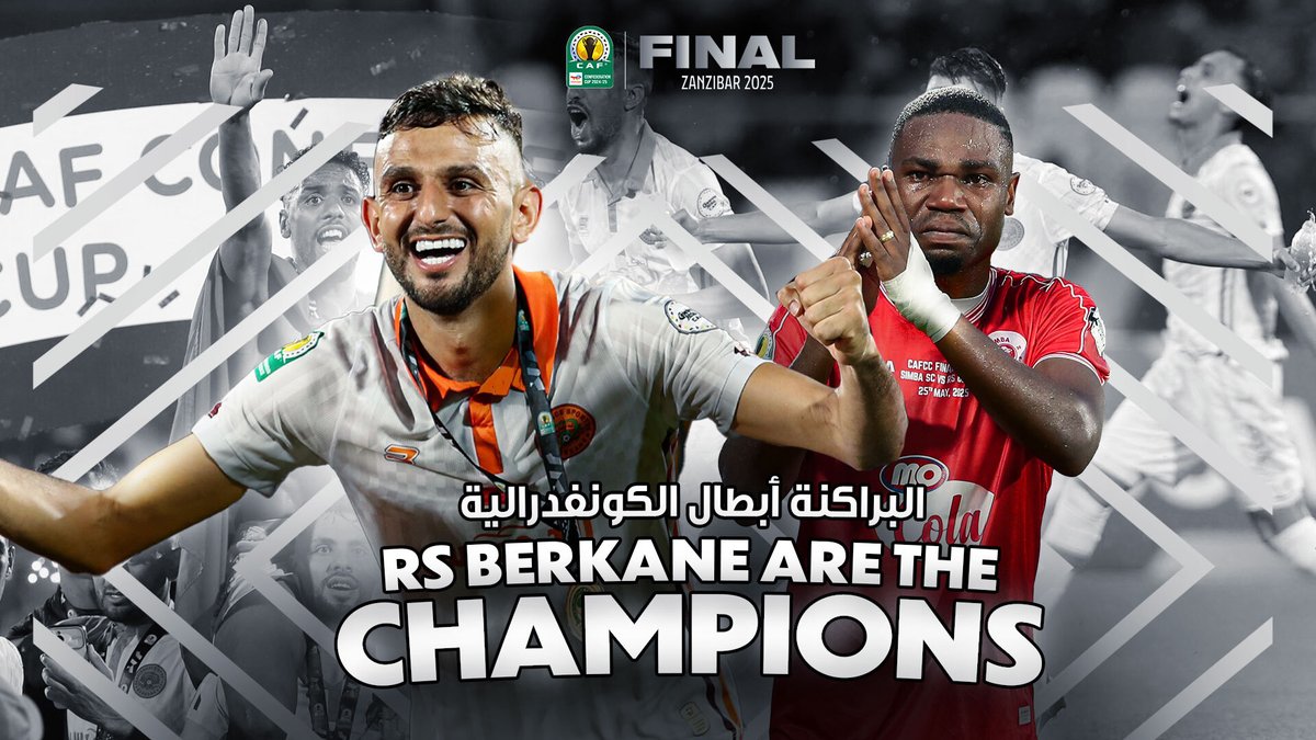 🎥 HIGHLIGHTS RS Berkane are crowned #TotalEnergiesCAFCC 24/25 champions after an intense 2nd-leg vs Simba SC! 🏆 Football Together