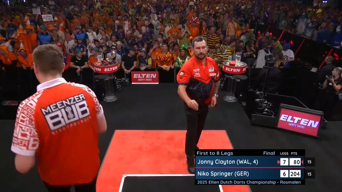 CLAYTON IS THE CHAMPION! 🏆 Jonny Clayton claims his first European Tour title in over two years at the Dutch Darts Championship! The Welshman came from behind to beat Niko Springer 8-6 in the final. #ET7