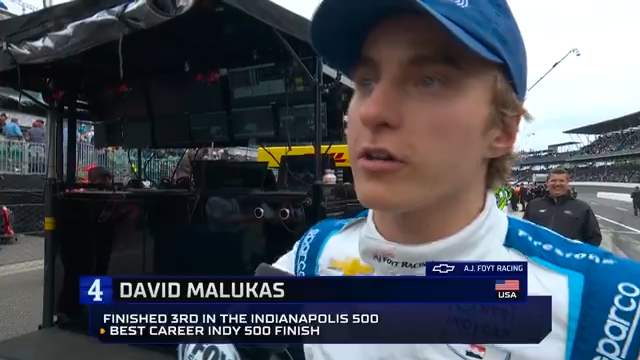 A podium finish for David Malukas in the #Indy500. He talks about his "bittersweet" day at IMS.