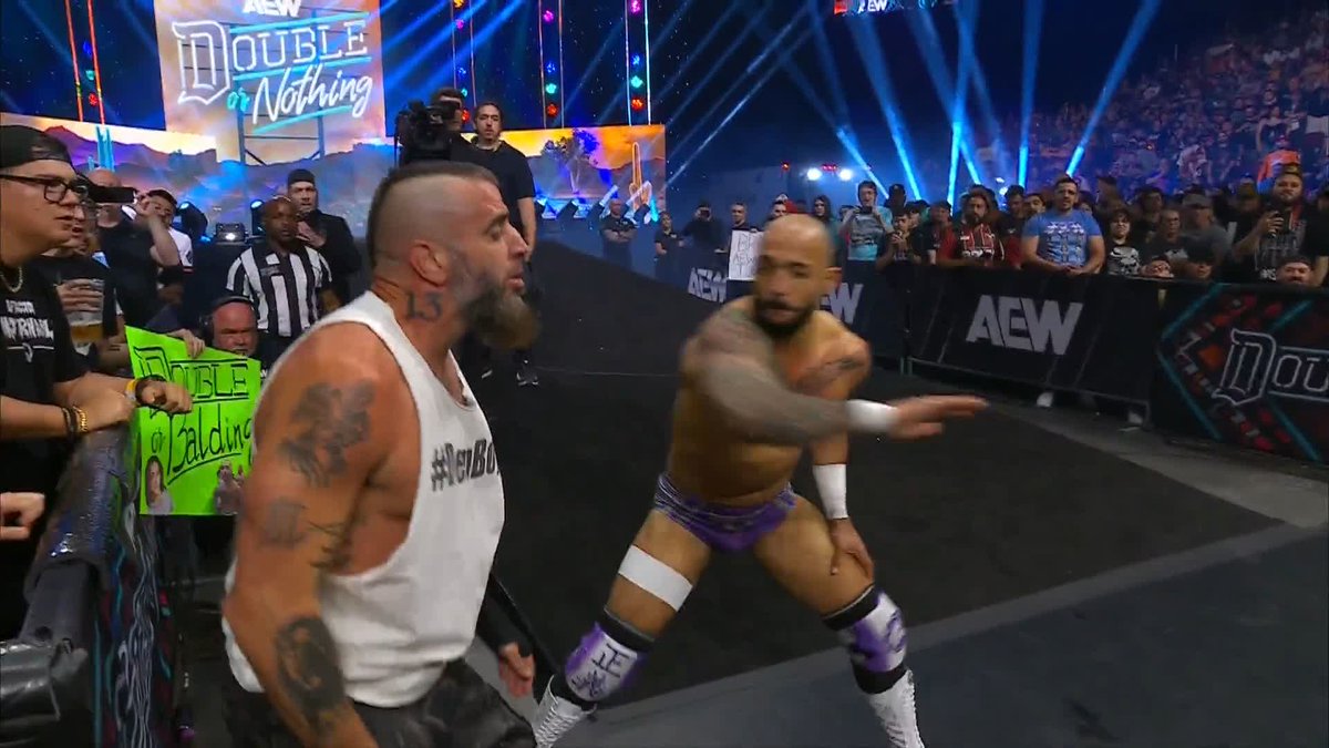 SHOOTING STAR PRESS ONTO THE STRETCHER! Watch #AEWDoN LIVE on PPV right now!