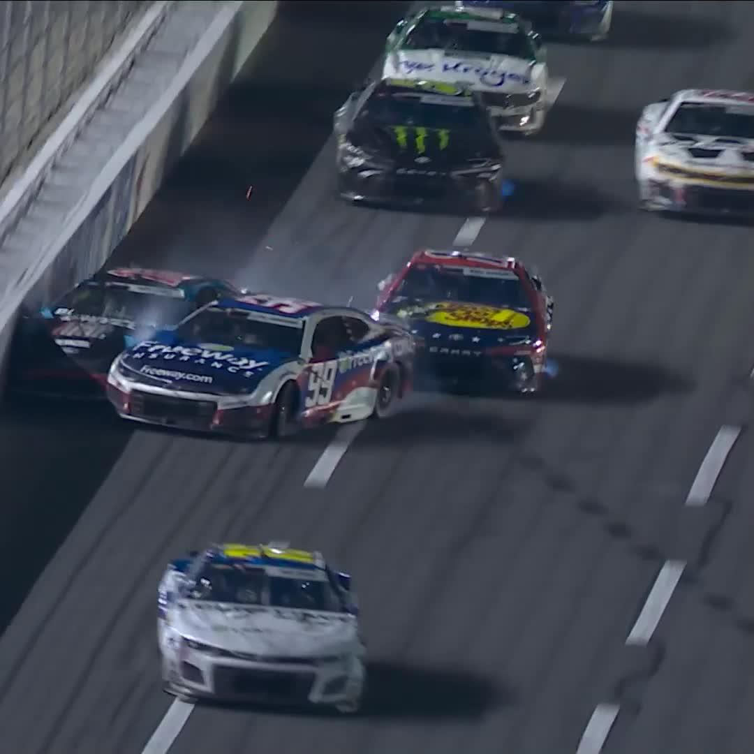 Contact! 😱 Shortly after a restart, Ryan Blaney, Daniel Suárez and Kyle Larson are caught up in this crash! #CocaCola600