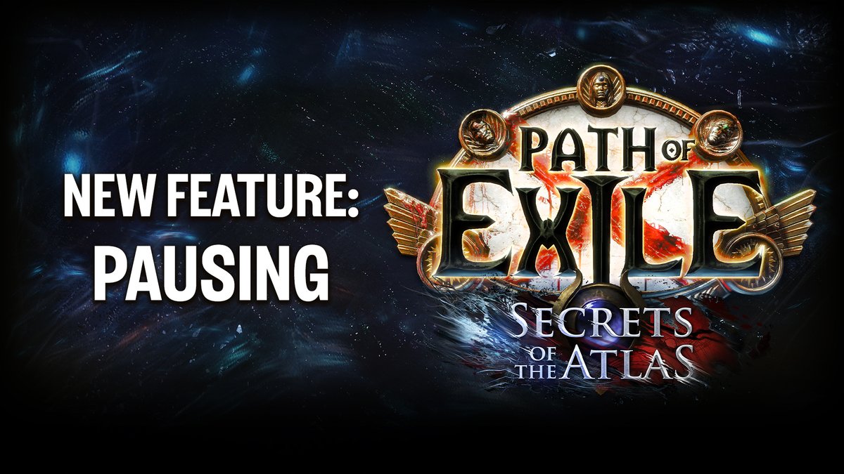 In Path of Exile: Secrets of the Atlas we're adding many Quality of Life features! You will now be able to pause at any time by opening the menu or any fullscreen interface, like the passive tree!