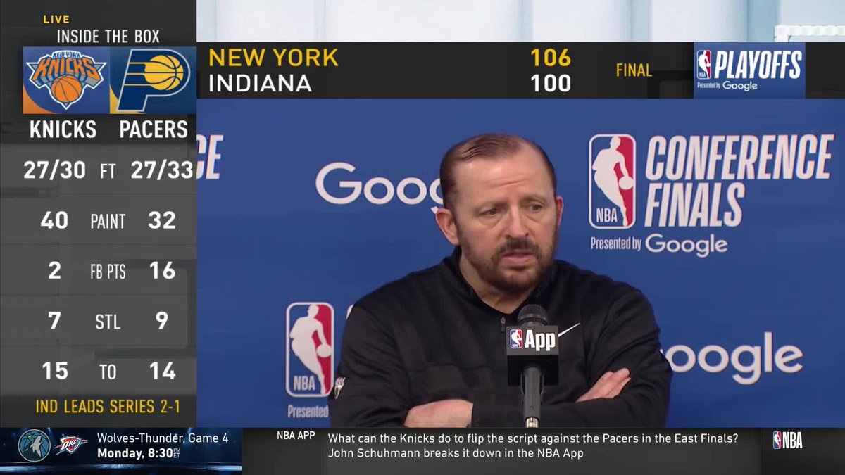 "I know you guys roll your eyes when I say "No lead is safe", but no lead is safe." 🗣️ Coach Thibs after a 20-PT comeback victory for New York in Game 3.