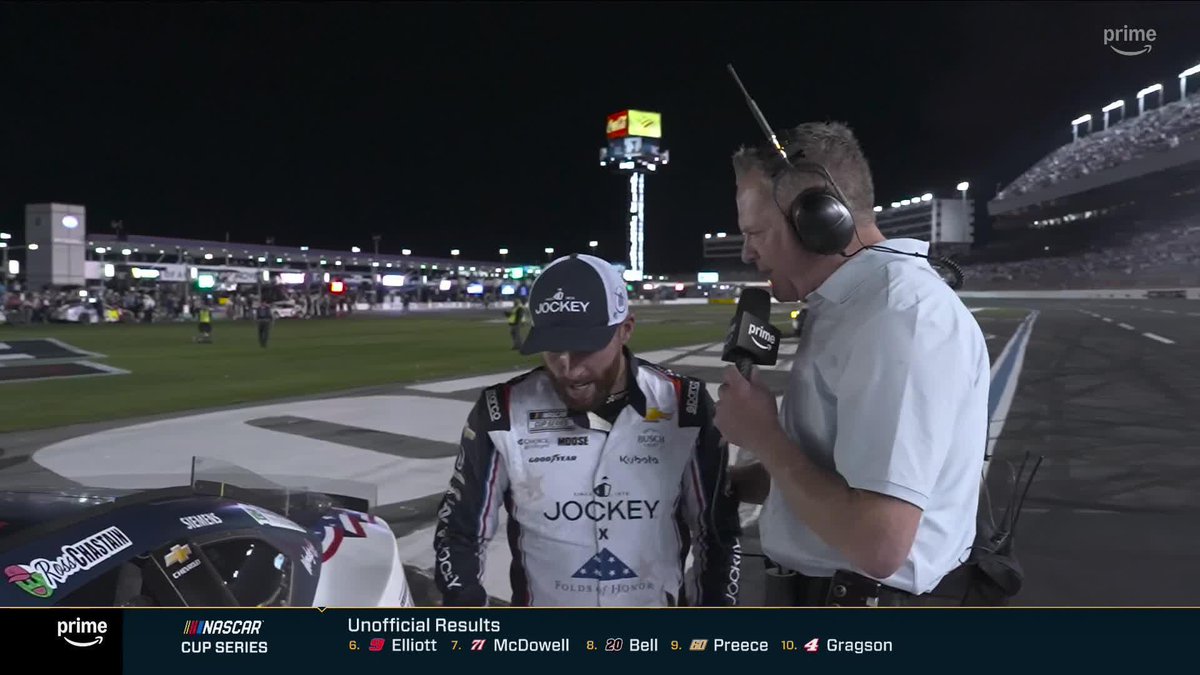 From worst to first. Ross Chastain soaks in an incredible victory. #NASCARonPrime