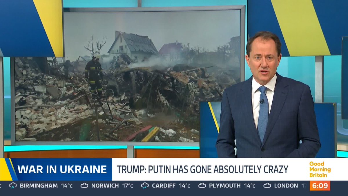 Donald Trump has threatened Russia with more sanctions after a series of deadly strikes across Ukraine. The drone and missile attacks in Kyiv and other Ukrainian cities left 12 people dead and dozens more injured. Richard Gaisford has the latest.