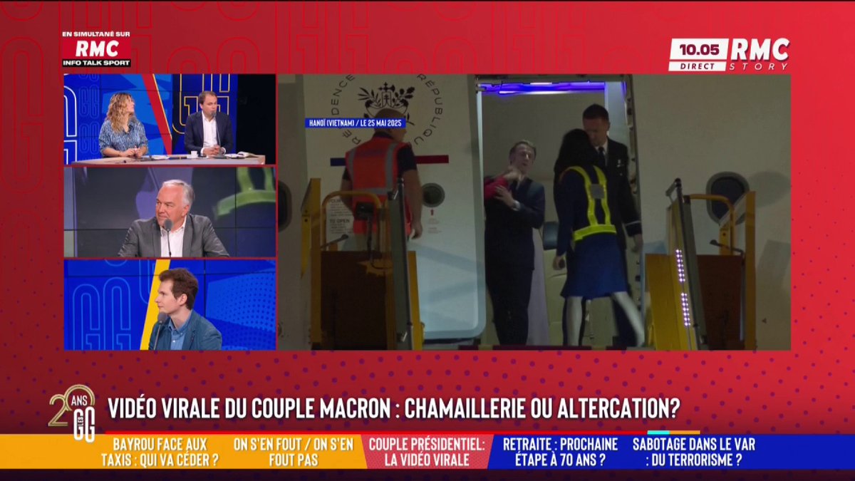 👊 Brigitte Macron filmée en train de porter un coup au visage à Emmanuel Macron : chamaillerie ou altercation ? 🗣️ Charles Consigny : "Même le président a le droit de se disputer avec sa femme. Ça relève de leur vie privée. C'est d'une banalité totale dans un couple." #GGRMC